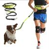 Newest Reflective Pet Leash Elastic Hand Free Jogging Dog Traction Rope Running Waist Pack Leashes Loop Retractable D-Ring Leash - black