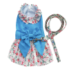 Dog Dress Bowknot Floral Dress Cute Rosette Dog Sundress Dog Princess Dresses - M - blue