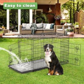 Double-Door Metal Dog Crate with Divider and Tray; X-Large; 48"L - 48L - Metal