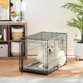 Double-Door Folding Metal Wire Dog Crate with Divider; Large; 36" - 2-door - Metal, plastic