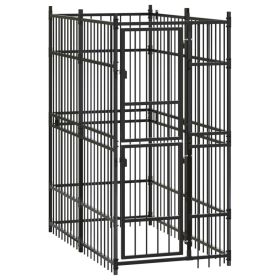 vidaXL Outdoor Dog Kennel Steel 19.8 ftÂ¬â‰¤ - Black