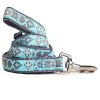 Touchdog 'Shape Patterned' Tough Stitched Embroidered Collar and Leash - Blue - Small