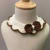 White Dog Cat Handmade Knitted Collar Brown Knotbow Pet Necklace Crocheting Scarf Necktie Bib - Default