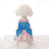 Dog Dress Bowknot Floral Dress Cute Rosette Dog Sundress Dog Princess Dresses - M - blue