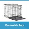 Double-Door Folding Metal Wire Dog Crate with Divider; Large; 36" - 1-door - Metal, plastic