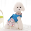 Dog Dress Bowknot Floral Dress Cute Rosette Dog Sundress Dog Princess Dresses - XS - blue