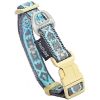 Touchdog 'Shape Patterned' Tough Stitched Embroidered Collar and Leash - Blue - Small