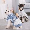 Touchdog 'I love Poochi' Classical Fashion Plaid Dog Dress - Blue - Large