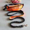 Newest Reflective Pet Leash Elastic Hand Free Jogging Dog Traction Rope Running Waist Pack Leashes Loop Retractable D-Ring Leash - orange