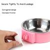 Pet Stainless Steel Bowl Hanging Cage Type Fixed Cute Dog Basin Cat Supplies Puppy Food Drinking Water Feeder Pets Accessories - pink - 17cm