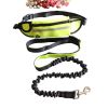 Newest Reflective Pet Leash Elastic Hand Free Jogging Dog Traction Rope Running Waist Pack Leashes Loop Retractable D-Ring Leash - black