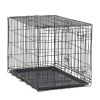 Double-Door Foldable Metal Wire Dog Crate with Divider; Medium; 30" - 2-door - Metal, plastic