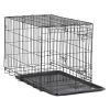 Double-Door Foldable Metal Wire Dog Crate with Divider; Medium; 30" - 2-door - Metal, plastic