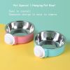 Pet Stainless Steel Bowl Hanging Cage Type Fixed Cute Dog Basin Cat Supplies Puppy Food Drinking Water Feeder Pets Accessories - pink - 17cm