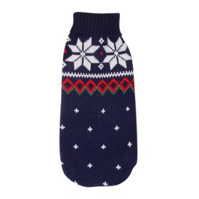 Christmas Reindeer Maple Leaf Snowflake Holiday Pet Clothes (Option: Navy Blue Snowflake-M)