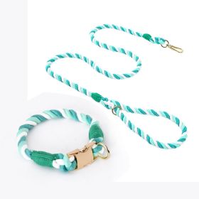 Weaving Gradient Colored Cotton Rope Pet Collar (Option: Green White-XL)