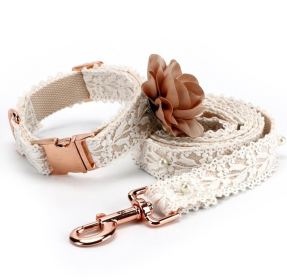 Original Lace Flower Pet Cat And Dog Strap (Option: White-M)