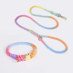 Weaving Gradient Colored Cotton Rope Pet Collar (Option: Macarone-XL)