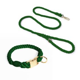 Weaving Gradient Colored Cotton Rope Pet Collar (Option: Blackish green-L)