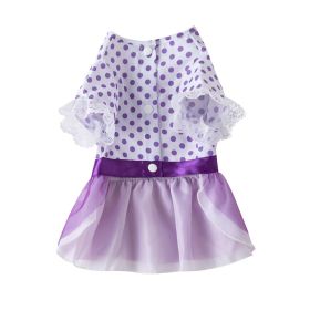 Dog Clothes Pet Polka Dot Breathable Princess Tulle Skirt (Option: Purple-S)