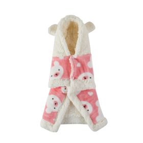 Pet Clothes Warm Thickened Flannel Hooded Shawl Pajamas (Option: Pink-M)