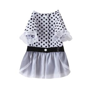 Dog Clothes Pet Polka Dot Breathable Princess Tulle Skirt (Option: Black-S)