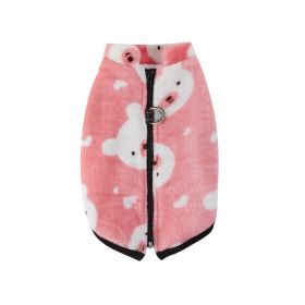 Pet Coat Zipper Flannel Plus Velvet Thickened Vest (Option: Pink-M)