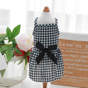 Thin PET Skirt Cat Sling Polka Dot Skirt Dog Clothes (Option: Black And White Plaid-S)