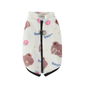 Pet Coat Zipper Flannel Plus Velvet Thickened Vest (Option: White-M)