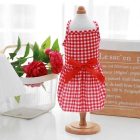 Thin PET Skirt Cat Sling Polka Dot Skirt Dog Clothes (Option: Red Plaid-XS)