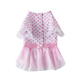 Dog Clothes Pet Polka Dot Breathable Princess Tulle Skirt (Option: Pink-S)