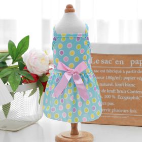 Thin PET Skirt Cat Sling Polka Dot Skirt Dog Clothes (Option: Blue-S)