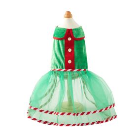 Pet Green Gauze Skirt Hat Suit Cute Dog Holiday Clothing (Option: Skirt-S)