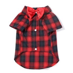 Pet Clothes Small And Medium-sized Dogs Plaid Shirt (Option: Red Bow Tie Male-S)