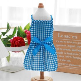 Thin PET Skirt Cat Sling Polka Dot Skirt Dog Clothes (Option: Blue Plaid-XS)