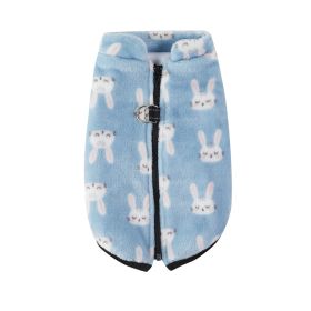 Pet Coat Zipper Flannel Plus Velvet Thickened Vest (Option: Light Blue-M)