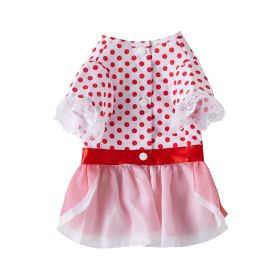 Dog Clothes Pet Polka Dot Breathable Princess Tulle Skirt (Option: Red-M)