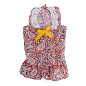 Cute Pet Skirt Bow Thin Dog Clothes (Option: Red Paisley-L)