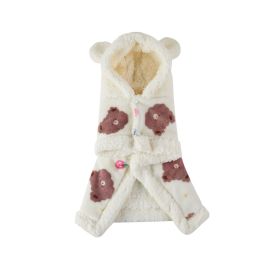 Pet Clothes Warm Thickened Flannel Hooded Shawl Pajamas (Option: White-L)