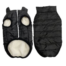 Winter Pet Coat Dog Fleece-lined Waterproof Windproof Vest (Option: Black-XXL)