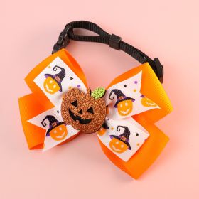 Pet Cat Dog Pumpkin Bow Tie Big Bell Decorations (Option: Orange-S21to30cm)