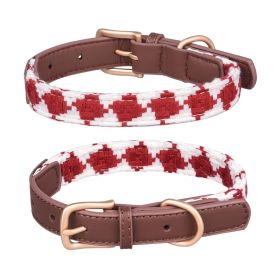 Soft Woven Prismatic Plaid Dog Collar (Option: Red-M)