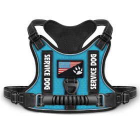 Shock Absorption Comfortable Night Vision Reflective Pet Harness Dog Vest Traction Chest Strap (Option: Blue-M)