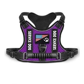 Shock Absorption Comfortable Night Vision Reflective Pet Harness Dog Vest Traction Chest Strap (Option: Purple-M)