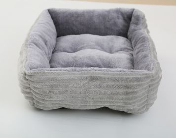 Four Seasons Universal Pet Bed Candy Color Square Kennel Teddy Pomeranian Mat Cat Nest Pet Bed (Option: Light Gray-L)